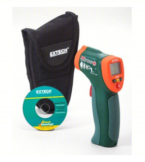 EXTECH 42510A-NIST Infrared Thermometer (Non-Contact IR Temperature Gun, Max/Min Tracking, Adjustable Emissivity 0.10–1.00, NIST Certified, CE)