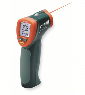EXTECH 42510A-NIST Infrared Thermometer (Non-Contact IR Temperature Gun, Max/Min Tracking, Adjustable Emissivity 0.10–1.00, NIST Certified, CE)