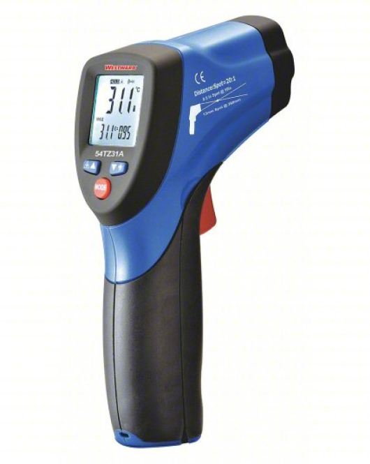 WESTWARD 54TZ31 Infrared Thermometer (Non-Contact IR Temperature Gun, Avg/Min/Max/Diff Modes, Adjustable Emissivity 0.10–1.00)