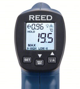 REED Instruments R2300-NIST Infrared Thermometer with NIST Calibration Certificate – Adjustable Emissivity (0.10 to 1.00) &amp; Max/Min Temperature Tracking